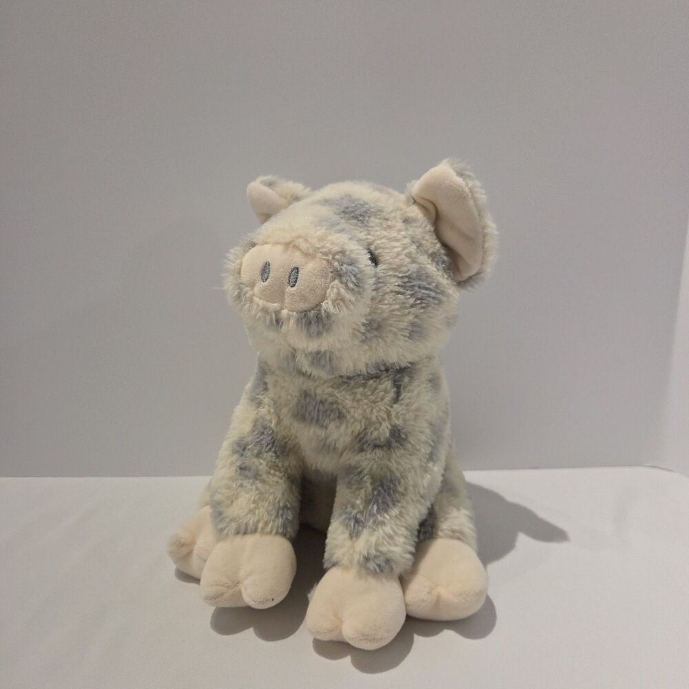 Applause Gray Spotted Pig Plush Stuffed Animal Toy Cream Off White